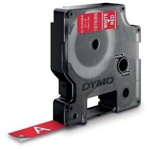 Dymo D1 1978366, 12mm x 3 m, biela tlač/červený podklad, permanentní vinylová, originálna páska