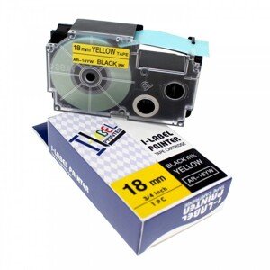 Kompatibilná páska s Casio R11YW 18mm x 2m smršťovací čierny tisk / žltý podklad