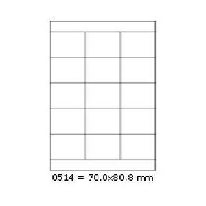 Samolepiace etikety 70 x 50,8 mm, 15 etikiet, A4, 100 listov