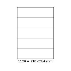Samolepiace etikety 210 x 59,4 mm, 5 etikiet, A4, 100 listov