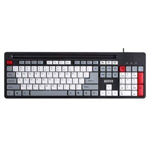 Marvo KB005 KB005 US, klávesnice US, klasická, drátová (USB), černo-červená
