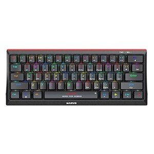 Marvo KG962G EN-R, klávesnice US, herní, mechanická typ drátová (USB), černá, RGB, červené spínače
