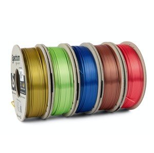 Spectrum 80750 3D filament, PLA Silk, 1,75mm, 5x250g, mix Glorious Gold, Spicy Copper, Apple Green, Ruby Red, Indigo Blue