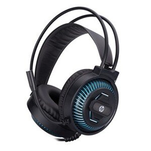 HP DHE-8001U 9NG12AA, sluchátka s mikrofonem, ovládání hlasitosti, černá, 2.0, podsvícená, USB