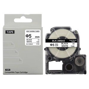 Epson LK-3WBA5, BU5S, LK-4WBA5, 5 mm x 2,5 m, čierna tlač / biely podklad, kompatibilná páska