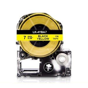 Epson LK-4YBA7, BU7Y, 7 mm x 2,5 m, čierna tlač / žltý podklad, kompatibilná páska