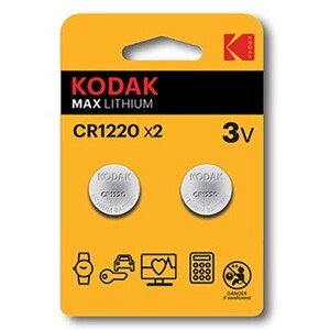 Baterie jednorázová lithiová, knoflíková, CR1220, 3V, Kodak, blistr, 2-pack, KOD-1220BL2