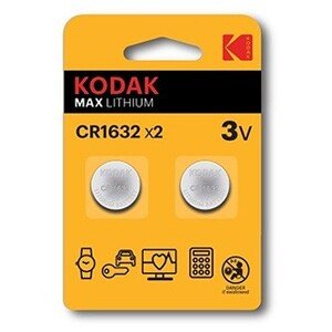 Baterie jednorázová lithiová, knoflíková, CR1632, 3V, Kodak, blistr, 2-pack, KOD-1632BL2