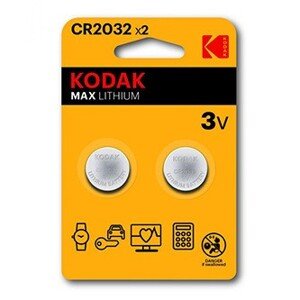 Baterie jednorázová lithiová, knoflíková, CR2032, 3V, Kodak, blistr, 2-pack, KOD-2032