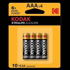 Baterie jednorázová alkalická, tužková, AAA, 1.5V, Kodak, blistr, 4-pack, KOD-LR3XT, Alkaline XTRALIFE