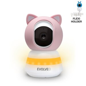 EVOLVEO Baby Monitor LUX- Inteligentný 360° video monitor s nočným videním, detekciou plaču a pohybu, ružový