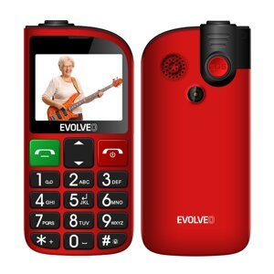 EVOLVEO EasyPhone FL, mobilný telefón pre seniorov s nabíjacím stojanom, červený