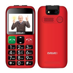 EVOLVEO EasyPhone ET, mobilný telefón pre seniorov s nabíjacím stojanom, červený
