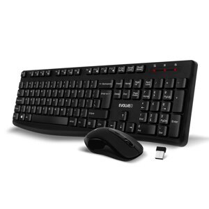 EVOLVEO K1050, bezdrôtový set klávesnice a myši, US INTL, čierny