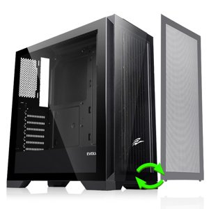EVOLVEO Ptero Q2, 2x predný panel - sklo/mriežka, ATX skriňa