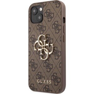 Guess PU 4G Metal Logo Case iPhone 13 hnedý