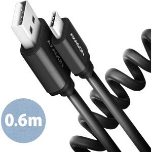 AXAGON TWISTER kábel USB-C - USB-A 0,6m čierny