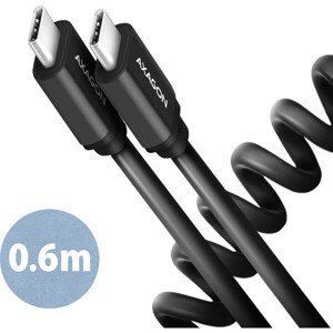 AXAGON TWISTER kábel USB-C - USB-C 0,6m čierny