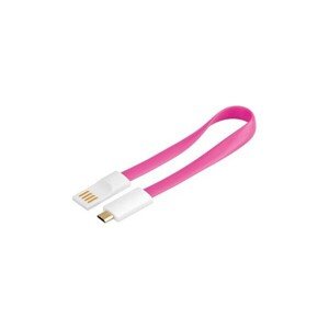 PremiumCord Kábel micro USB 2.0, A-B 0,2m magnetický, farba ružová