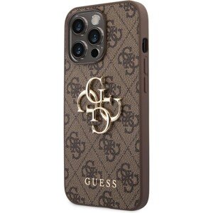 Guess PU 4G Metal Logo kryt iPhone 14 Pro Max hnedý