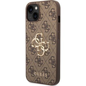 Guess PU 4G Metal Logo Zadný Kryt pre iPhone 14 Brown
