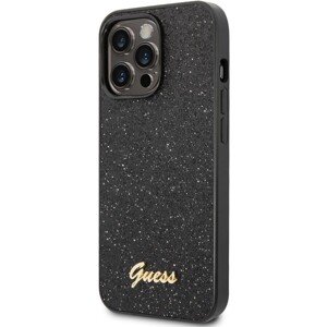 Guess PC/TPU Glitter Flakes Metal Logo Zadný Kryt pre iPhone 14 Pro Black