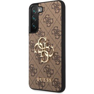 Guess PU 4G Metal Logo Zadný Kryt pre Samsung Galaxy S23 Brown