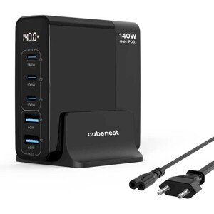 CubeNest S5D0 PD GaN nabíjačka (140W) čierny
