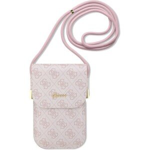 Guess PU 4G Metal Logo Script Phone Bag Pink