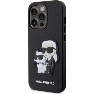 Karl Lagerfeld PU Saffiano Karl and Choupette NFT Zadný Kryt pre iPhone 14 Pro Max Black