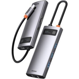 BASEUS HUB Metal Gleam Series 6-in-1 Multifunctional Type C Docking Station CAHUB-CV0G Gray