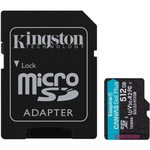 Kingston microSDXC Canvas Go! Plus 512GB 170MB/s UHS-I U3 + SD adaptér