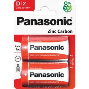 Panasonic Red Zinc D zinkouhlíková batéria (2ks)