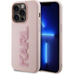 Karl Lagerfeld 3D Rubber Glitter Logo Karl Zadný Kryt pre iPhone 15 Pro Max Pink