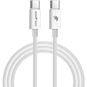 RhinoTech kábel s nylonovým opletom USB-C na USB-C 60W 1M biela