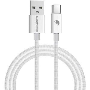RhinoTech kábel s nylonovým opletom USB-A na USB-C 27W 1M biela