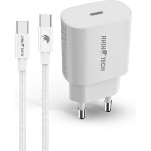 RhinoTech 25W PD nabíjací adaptér s káblom USB-C na USB-C 60W 1M, biela