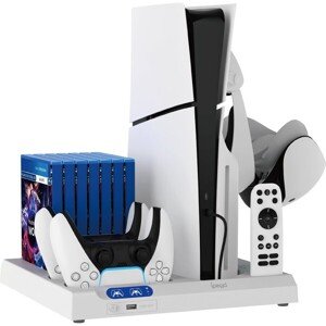 iPega P5S028 All-in-one nabíjacia stanica s chladením pre PS5/PS5 Slim/PS5 Pro biela