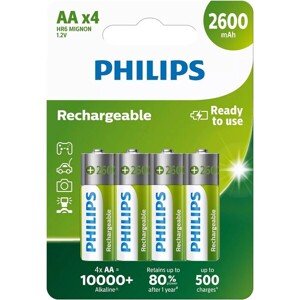 Philips R6B4B260/10 Nabíjacie batérie - 4x AA 2600mAh (Pripravené na použitie)