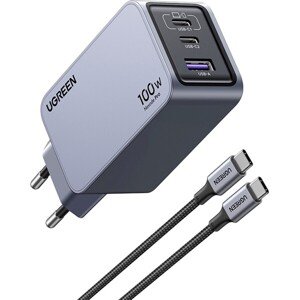 UGREEN Nexode 100W 3-Port GaN nabíjačka s Power Delivery sivá