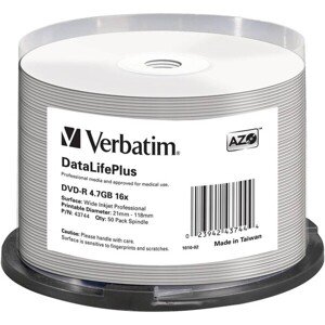 VERBATIM DVD-R(50 ks)Spindle/Printable/16x/4.7GB/WIDE PRINTABLE SURFACE NON-ID