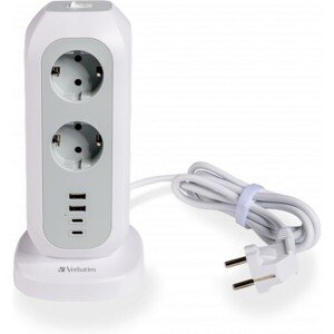 VERBATIM EU Power Tower EUPT-01 Nabíjacia stanica, 11x230V, 2xUSB-C, 2x USB-A