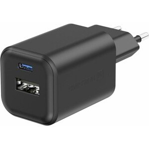 SWISSTEN SIEŤOVÝ ADAPTÉR GaN 1x USB-C 45W PD + 1x USB-A 18W QC ČIERNY