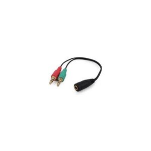 Gembird audio adaptér 3.5 mm 4-pin (F) na 2 x 3.5 mm stereo jack (M), kábel 0.2m