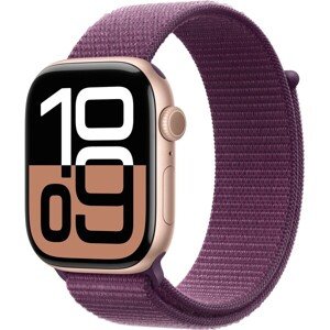 Apple Watch Series 10 42mm Ružovo zlatý hliník so slivkovým prevliekacím remienkom