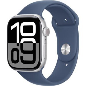 Apple Watch Series 10 Cellular 42mm Strieborný hliník s denimovým športovým remienkom M/L