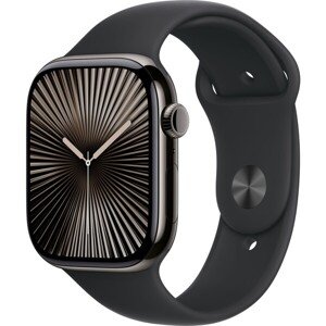 Apple Watch Series 10 Cellular 42mm Bridlicovo šedý titán s čiernym športovým remienkom M/L