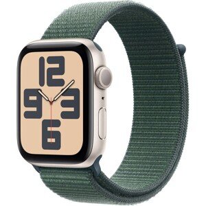 Apple Watch SE (2024) 40mm Hviezdne biely hliník s jazerne zeleným prevliekacím remienkom