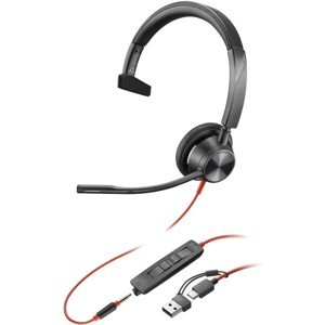 Poly Blackwire 3315 Headset + 3.5mm plug a USB-C/A adaptér