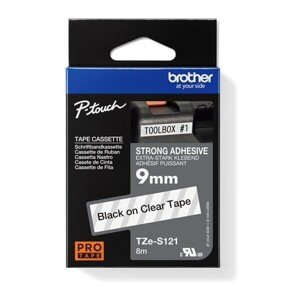 Brother TZe-S121 páska čierna na priehľadnom 9 mm extra lepidlo